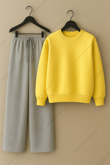 Sweatshirt & Lightgrey Wide-Leg Sweatpants Pack of Two