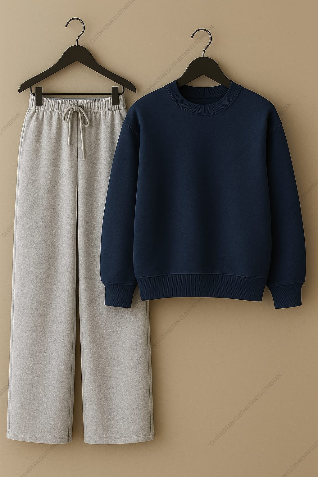Sweatshirt & Lightgrey Wide-Leg Sweatpants Pack of Two