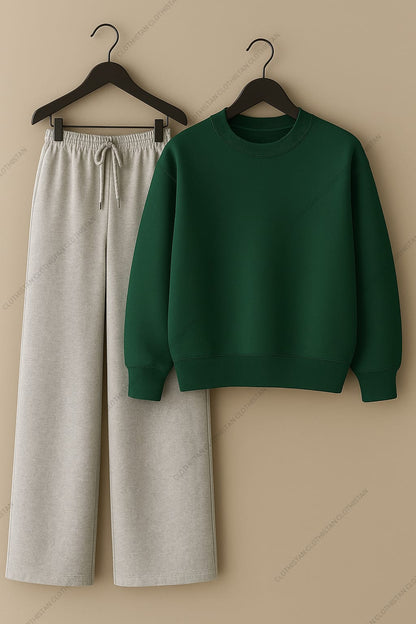 Sweatshirt & Lightgrey Wide-Leg Sweatpants Pack of Two