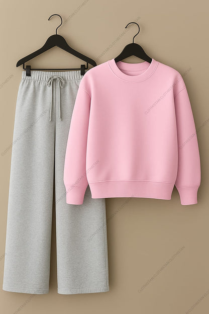 Sweatshirt & Lightgrey Wide-Leg Sweatpants Pack of Two