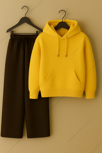 Hoodie & Brown Wide-Leg Sweatpants Pack of Two