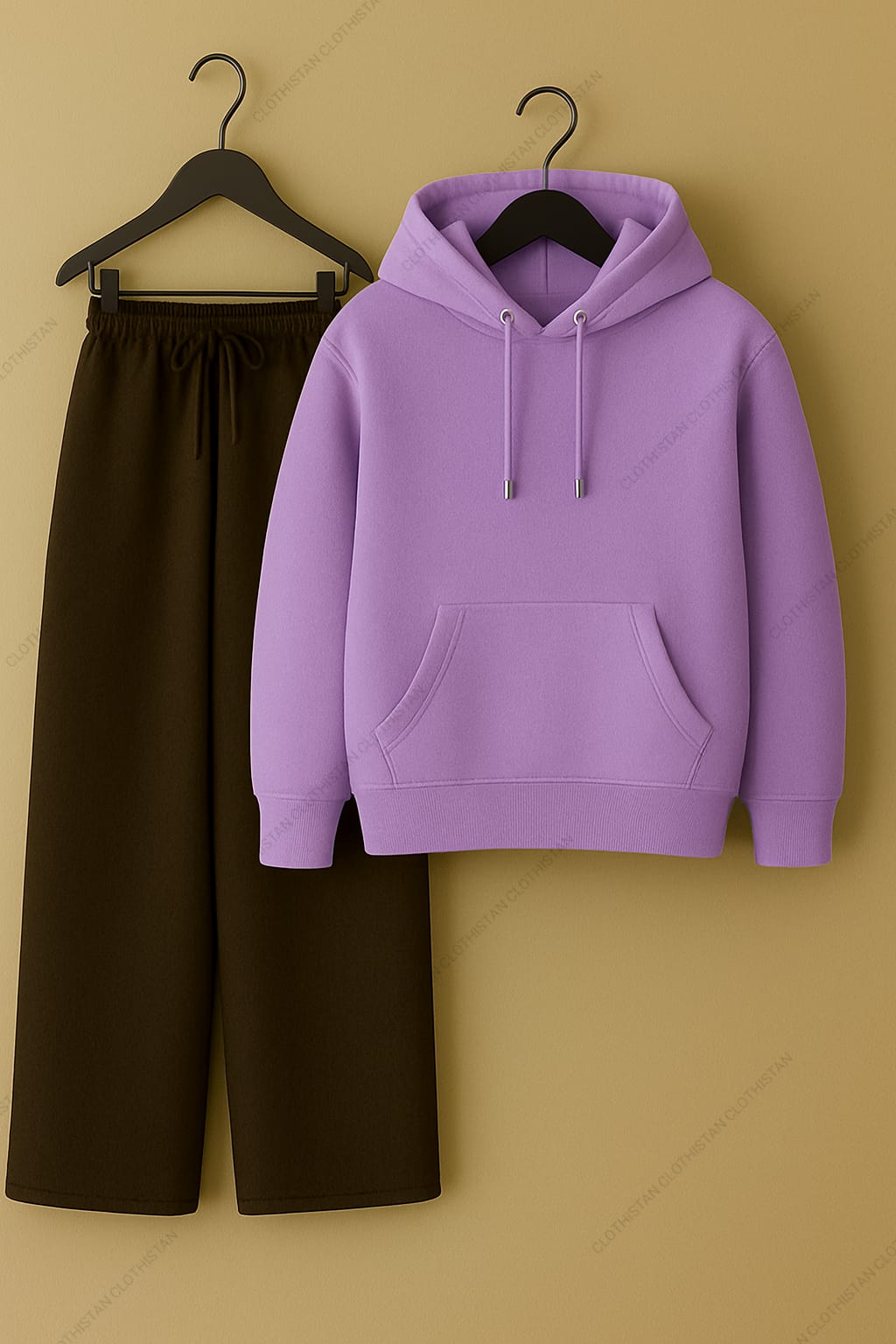 Hoodie & Brown Wide-Leg Sweatpants Pack of Two