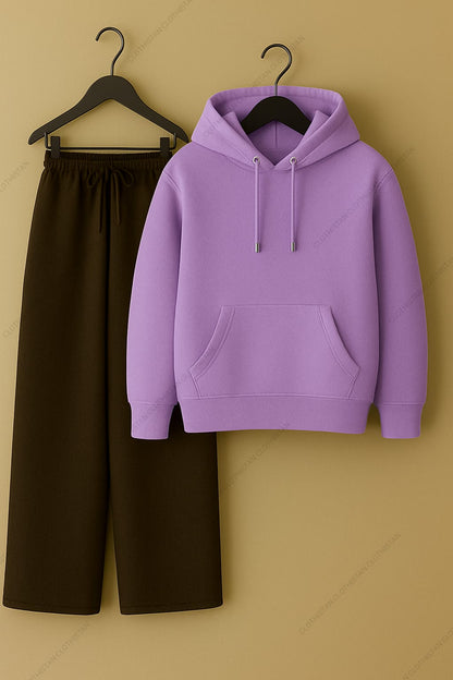 Hoodie & Brown Wide-Leg Sweatpants Pack of Two