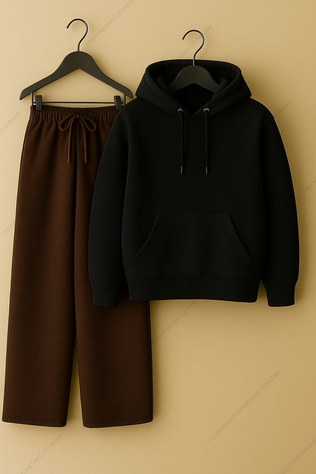 Hoodie & Brown Wide-Leg Sweatpants Pack of Two