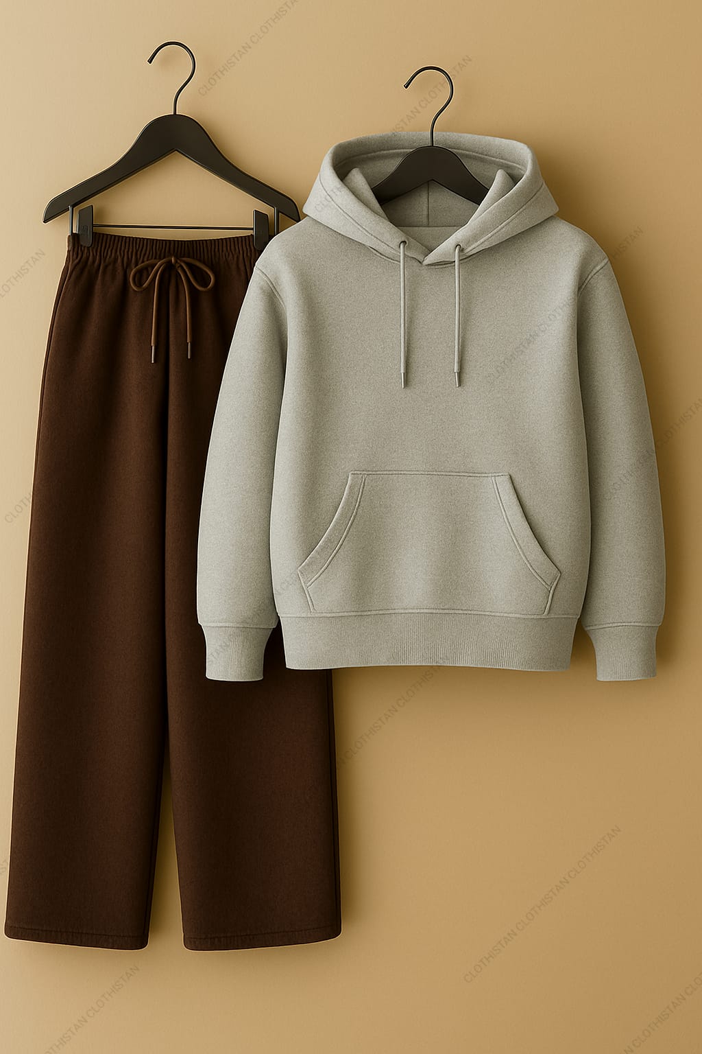 Hoodie & Brown Wide-Leg Sweatpants Pack of Two
