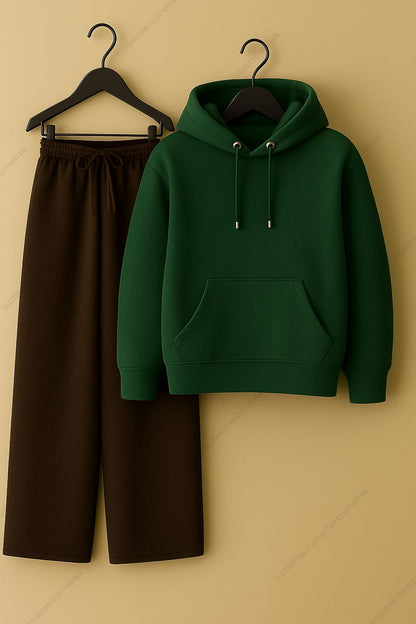 Hoodie & Brown Wide-Leg Sweatpants Pack of Two