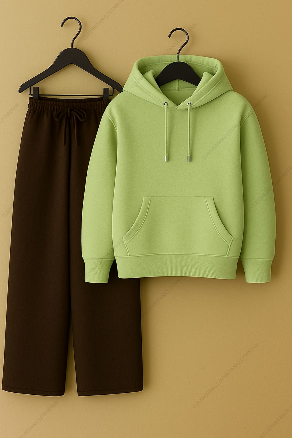 Hoodie & Brown Wide-Leg Sweatpants Pack of Two