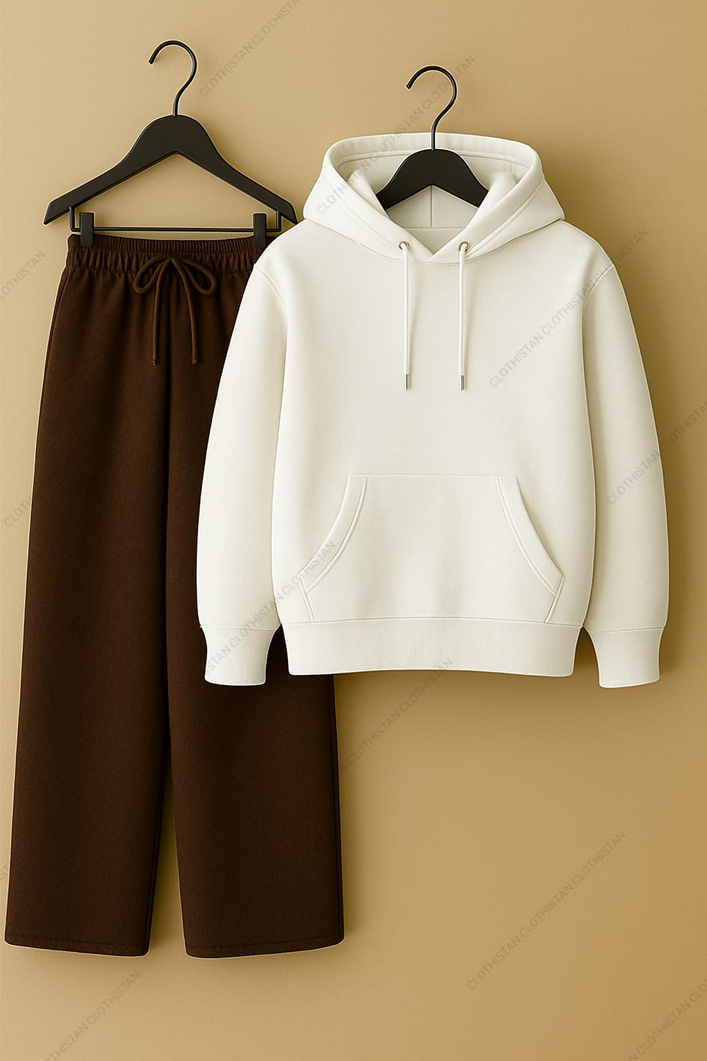 Hoodie & Brown Wide-Leg Sweatpants Pack of Two