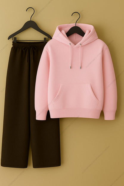 Hoodie & Brown Wide-Leg Sweatpants Pack of Two