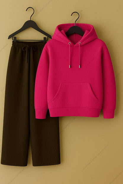 Hoodie & Brown Wide-Leg Sweatpants Pack of Two