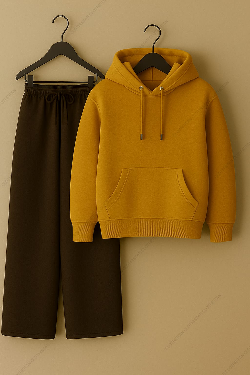 Hoodie & Brown Wide-Leg Sweatpants Pack of Two