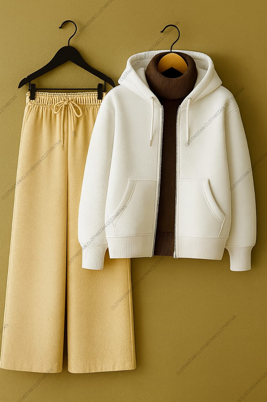 Zipper, Brown Highneck With Beige Flapper Trouser