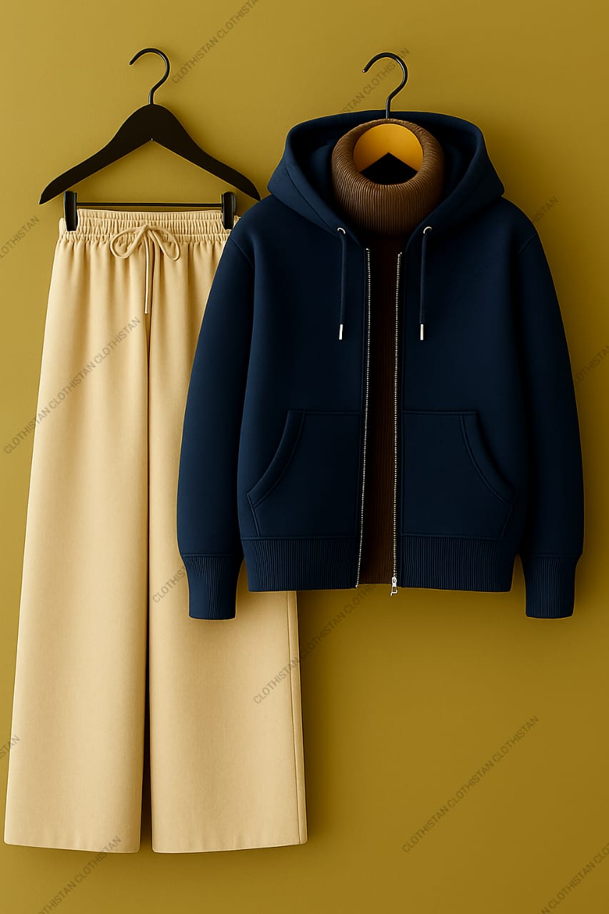 Zipper, Brown Highneck With Beige Flapper Trouser