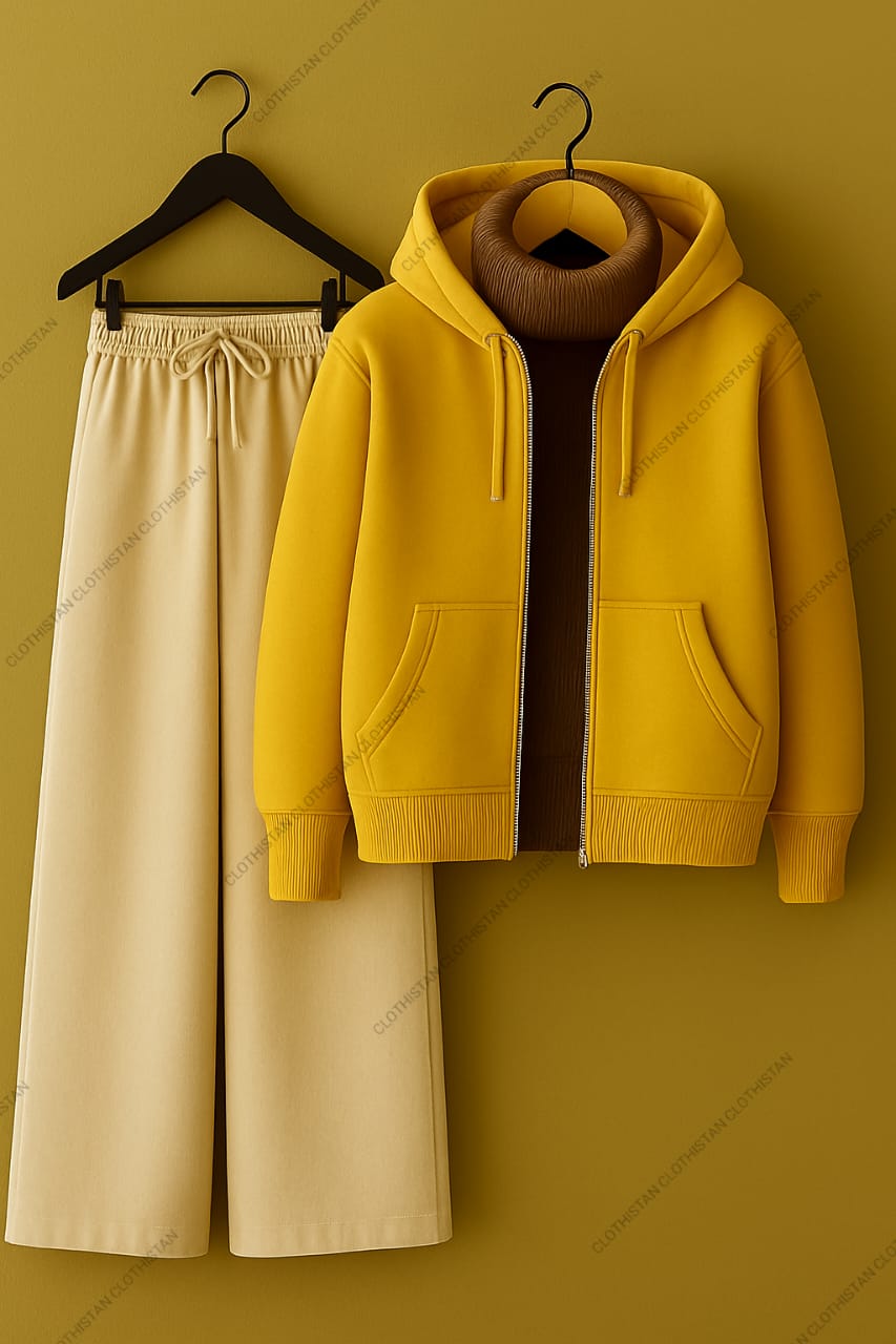 Zipper, Brown Highneck With Beige Flapper Trouser