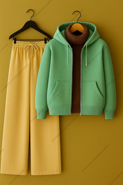 Zipper, Brown Highneck With Beige Flapper Trouser
