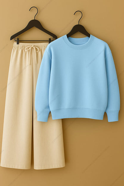 Sweatshirt & Beige Wide-Leg Sweatpants Pack of Two
