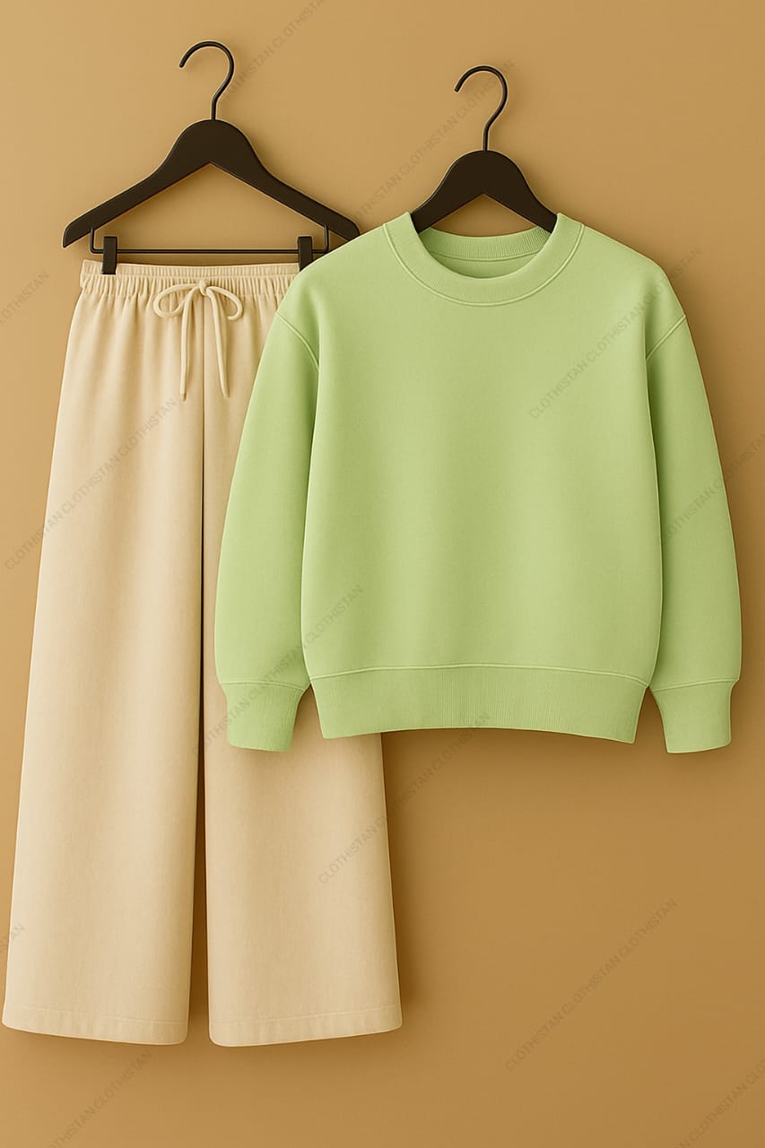 Sweatshirt & Beige Wide-Leg Sweatpants Pack of Two