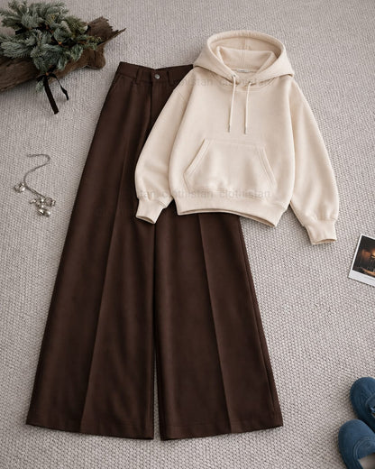 Hoodie and Brown High Waisted Formal Pants