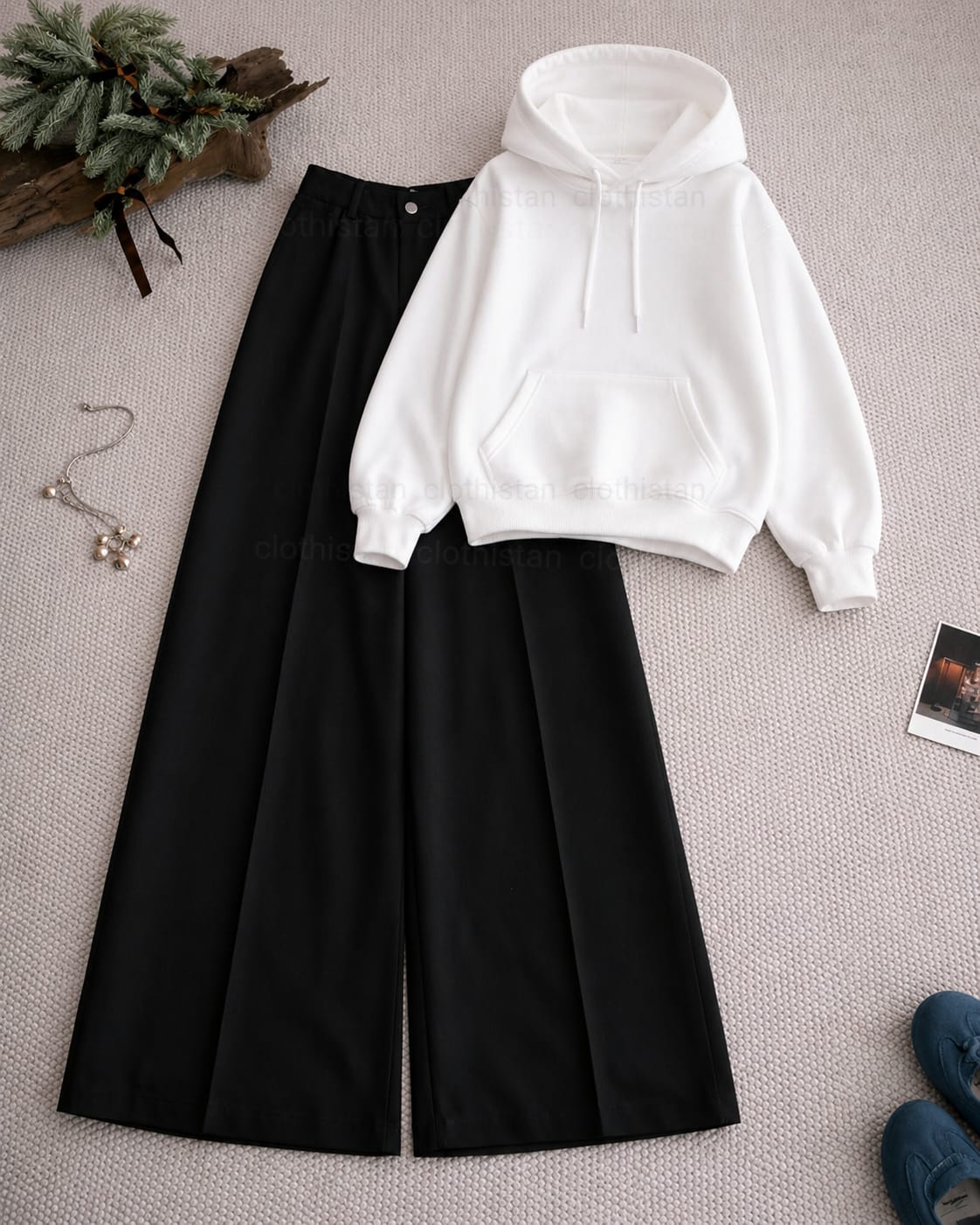 Hoodie and Black High Waisted Formal Pants