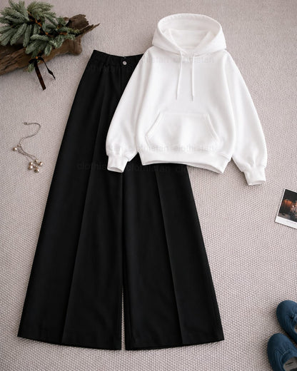 Hoodie and Black High Waisted Formal Pants