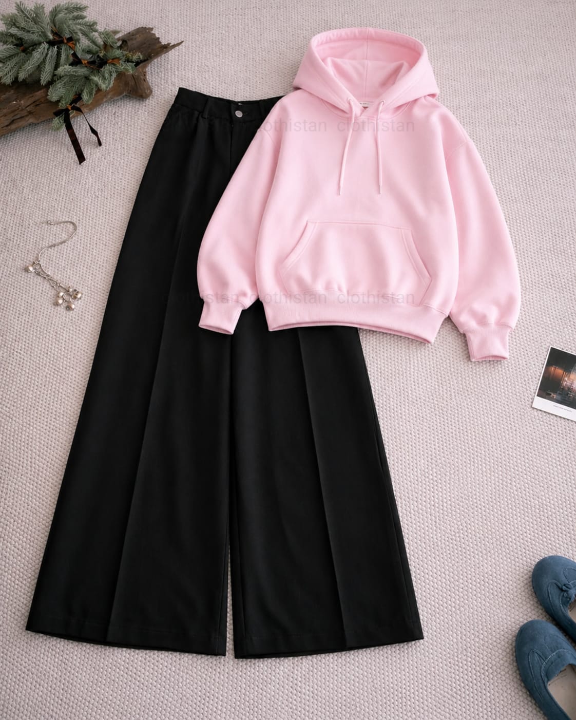 Hoodie and Black High Waisted Formal Pants