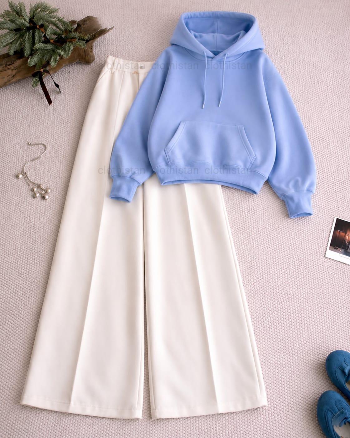 Hoodie and White High Waisted Formal Pants