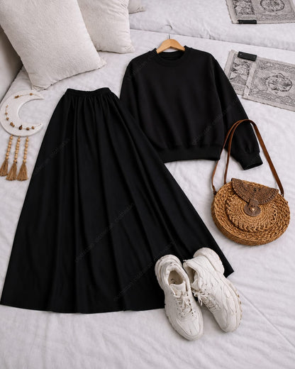Sweatshirt And Black Skirt