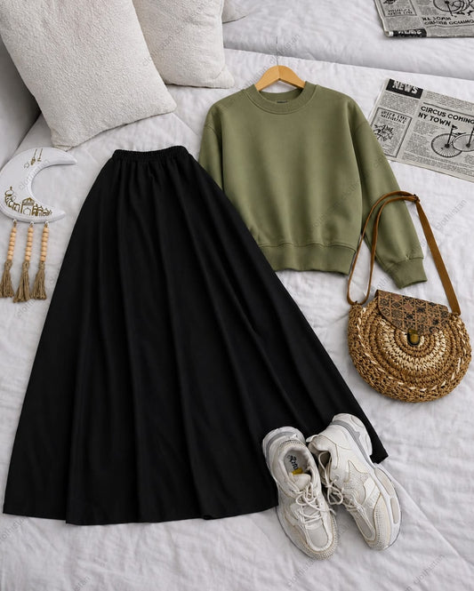 Sweatshirt And Black Skirt