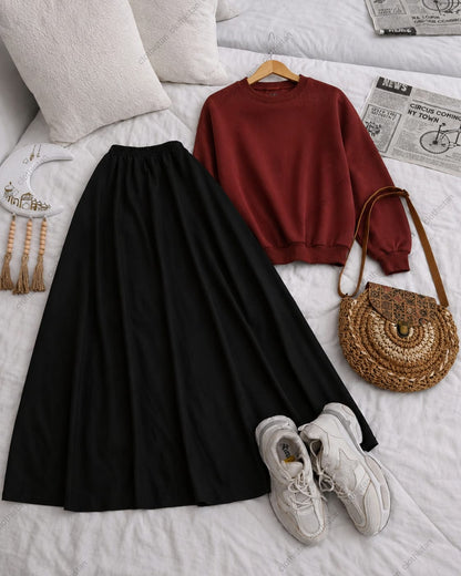 Sweatshirt And Black Skirt
