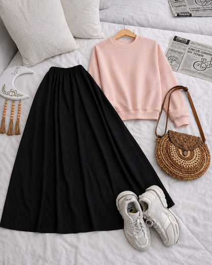 Sweatshirt And Black Skirt