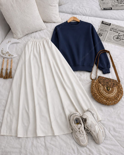 Sweatshirt And White Skirt