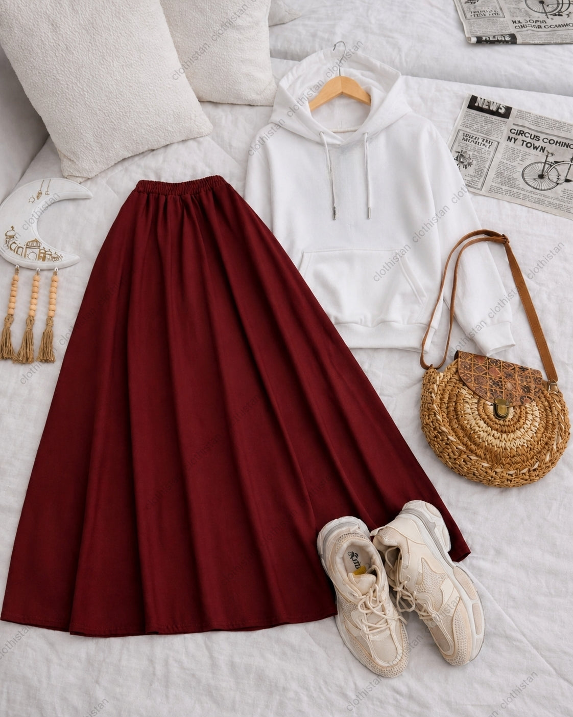 Hoodie and Maroon Skirt as pack of two