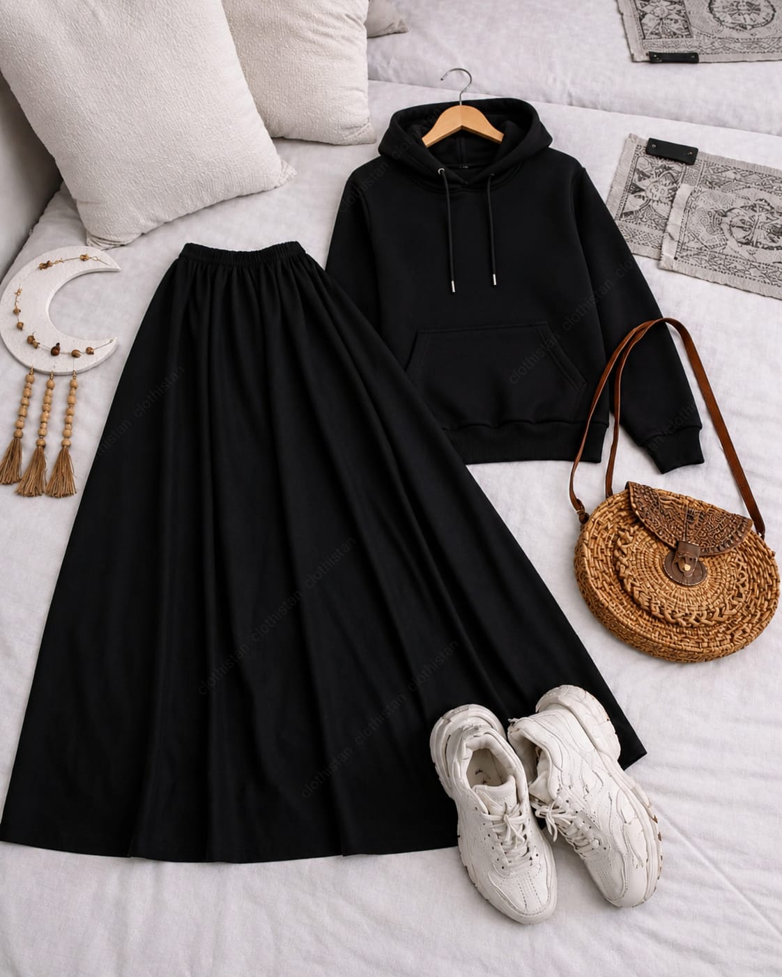 Hoodie and Black Skirt as pack of two
