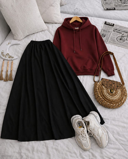 Hoodie and Black Skirt as pack of two