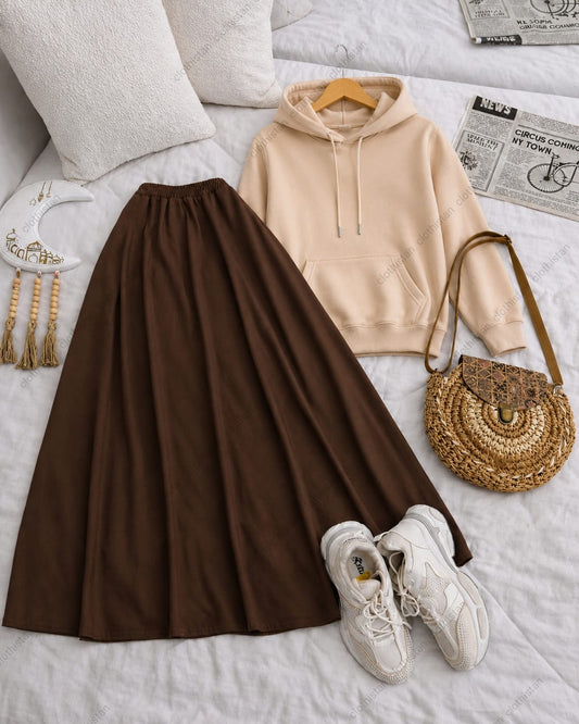 Hoodie and Brown Skirt as pack of two