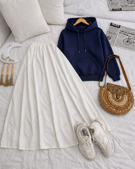 Hoodie and White Skirt as pack of two