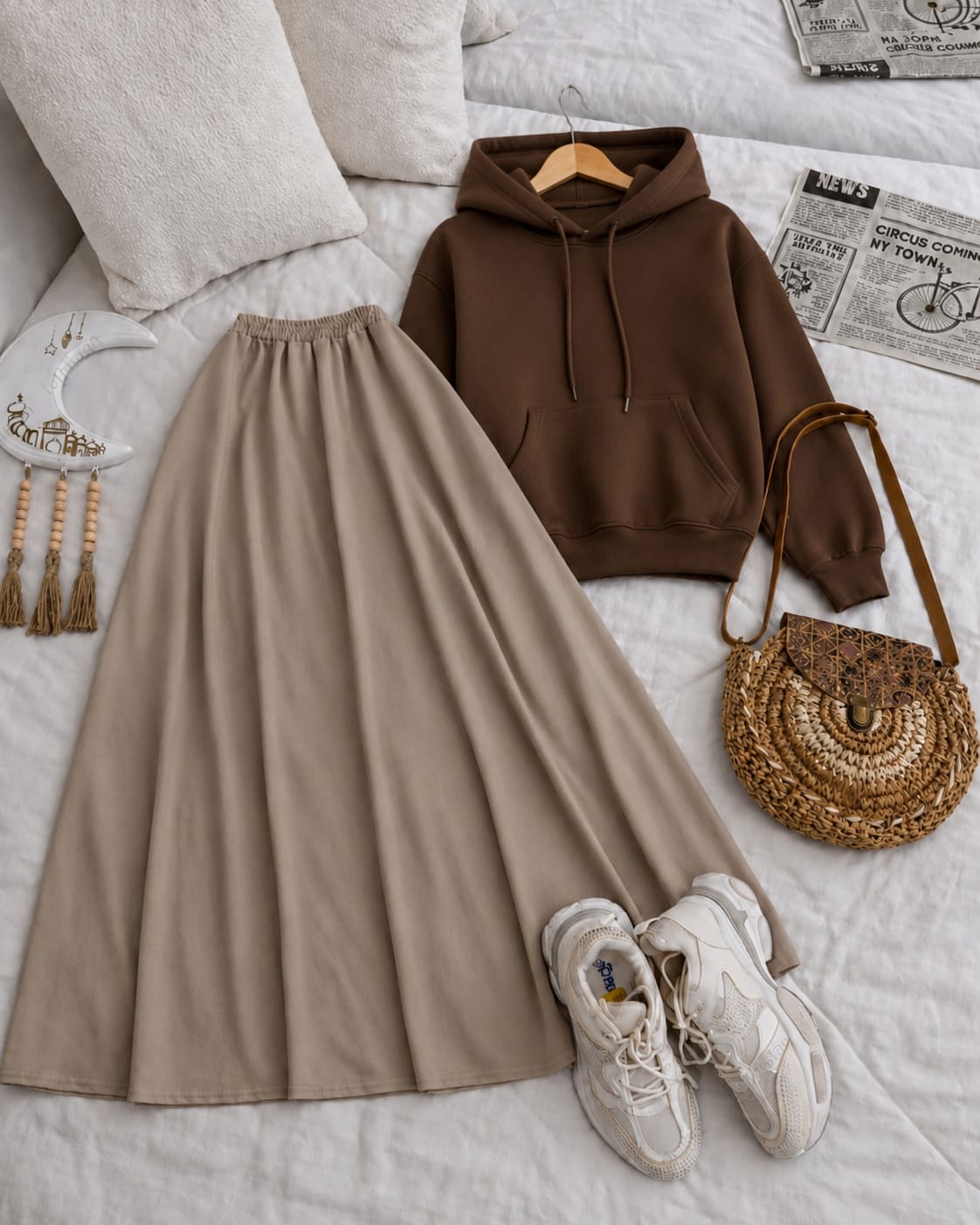 Hoodie and Beige Skirt as pack of two