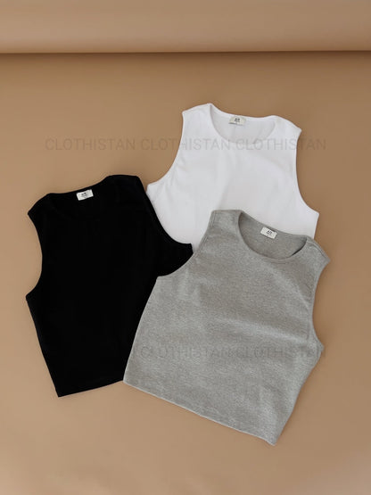 Rib-Knitted Tank Top Pack of Three