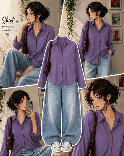 Button-Down Shirt & sky blue Wide-Leg Vintage Jeans Pack of Two