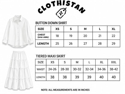 Stripes Button Down Shirt, White Tiered skirt - Pack of two