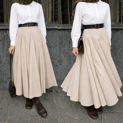 Button Down Shirt, Beige Umbrella Skirt - Pack of two
