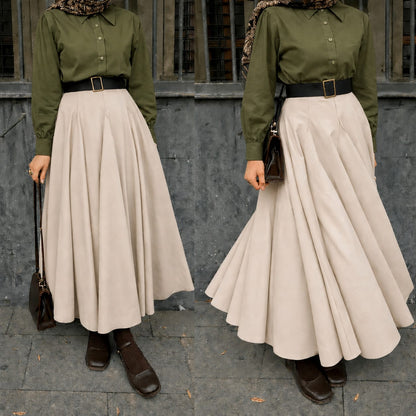 Button Down Shirt, Beige Umbrella Skirt - Pack of two