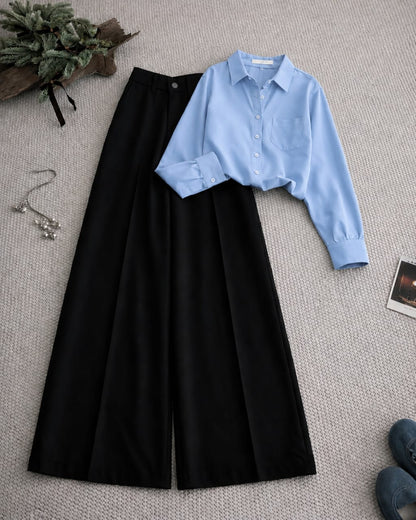 Button Down Shirt And Black Formal Pants as Pack of Twos