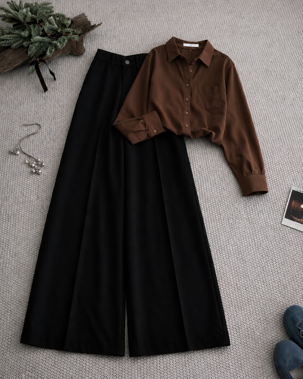 Button Down Shirt And Black Formal Pants as Pack of Twos