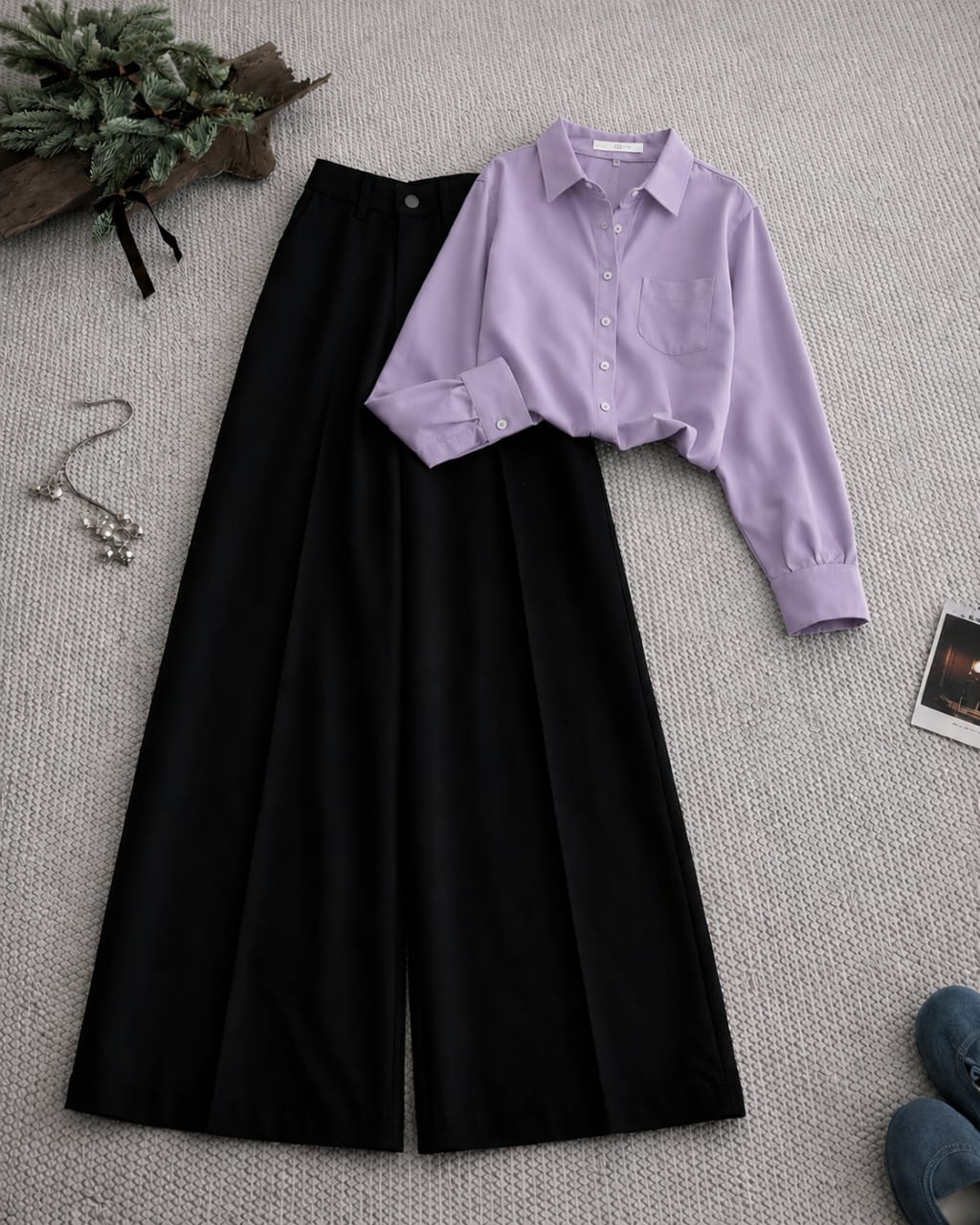Button Down Shirt And Black Formal Pants as Pack of Twos