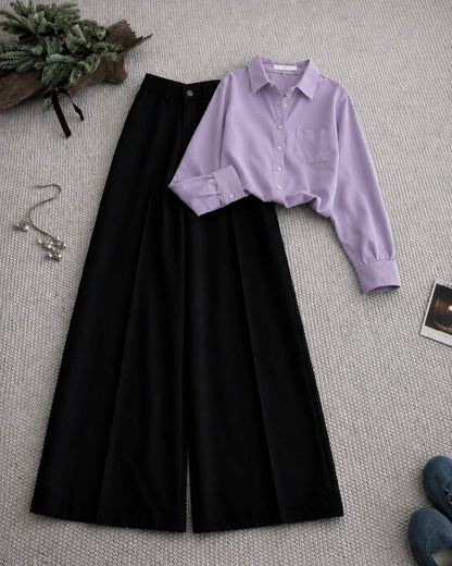 Button Down Shirt And Black Formal Pants as Pack of Twos