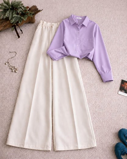 Button Down Shirt And White Formal Pants as Pack of Twos