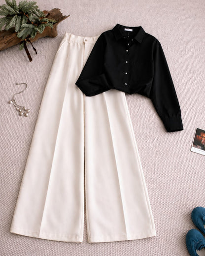 Button Down Shirt And White Formal Pants as Pack of Twos