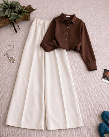 Button Down Shirt And White Formal Pants as Pack of Twos